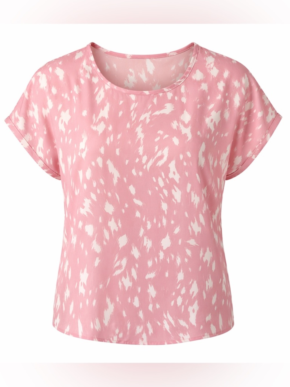 Pink Abstract Print Pastel Blouse vacation travel resort feminine coastal Medium